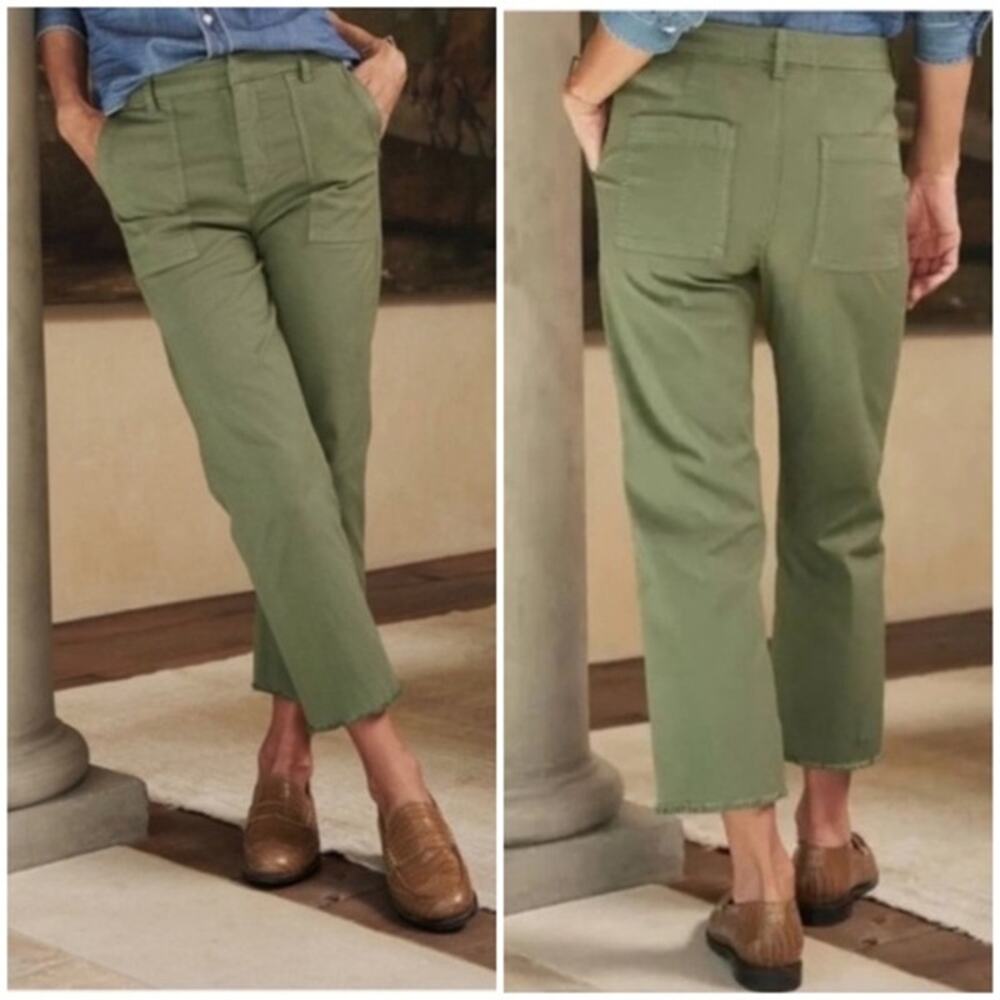 Frank & Eileen Blackstone Utility Pant Mid Rise Crop Straight Army Green Size 12